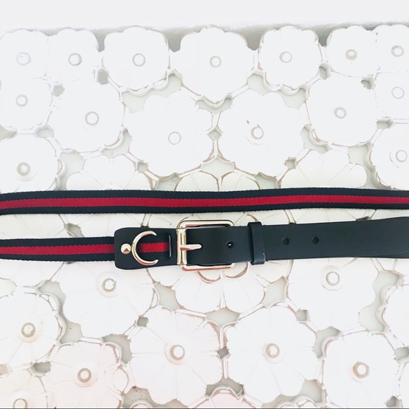 Gucci Accessories - Gucci Belt Navy Blue & Red Web Stripe